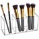 Makeup Brush Holder Organizer Clear Cosmetic Brushes Container Storage 3 Slots - Great for Vanity