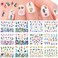 12 Sheets Nail Water Transfer Decals, Nail Art Stickers for Women, Holographic Peacock Flowers Maple Leaf Feather Etc Nail Designs Supplies, Acrylic Nails Decorations DIY Resin Nail Decal Tattoos Set