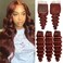 Reddish Brown Bundles With Closure(14 16 18+14),10A Brazilian Loose Deep Human Hair 3 Bundles with4x4 Lace Closure with Baby Hair Copper Red Human Hair Bundles