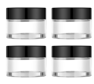 4 Pack 1oz Small Glass Containers with Lids, Glass Jars with Black Lids &amp; Stickers, Mini Reusable Empty Container for Creams, Lotion, Cosmetic