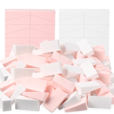TecUnite 100 Pieces Cosmetic Sponges Latex Makeup Foam Wedges Foundation Beauty Tools(Pink,White)