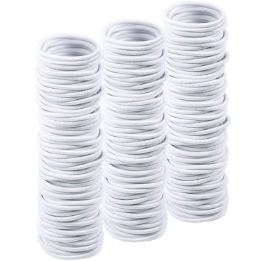 TecUnite 200 Pieces No-metal Hair Elastics Bulk Rubber Bands Hair Ties Ponytail Holders for Women(White)
