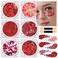 Teenitor Face Glitter Body Glitter, Red Body Glitter Gel, Hair Glitter Gel, 6 Shapes Festival Rave Glitter, Body Makeup Glitters Gel, Chunky Sparkling Glitter for Face, Body and Hair