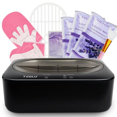 Upgraded Paraffin Wax Machine for Hand and Feet 4000ML, Teglu Paraffin Bath Moisturizing Kit with 3X 450g Paraffin Wax Refill for Hand and Foot Spa at Home, Paraffin Wax Warmer Black