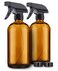 2 Pack Amber Glass Spray Bottles - 16 oz Mist &amp; Stream Sprayer - Heavy Duty Brown Boston Round Bottle - Refillable Empty Containers for Essential Oils, Aromatherapy, Hair, Kitchen &amp; Cleaning Solutions