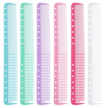 6Pcs Cutting Combs for Hair Stylist Professional Carbon Fine Cutting Comb Heat Resistant Carbon Fiber Salon Hairdressing Comb for Men(Blue, Green, White, Pink, Rose Red, Purple)