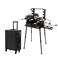 Aluminum Trolley Makeup Train Case with LED Lights Professional Cosmetic Organizer Studio with Speaker, Wheels and Stands Rolling Lighted Makeup Vanity Station for Travel (Black)