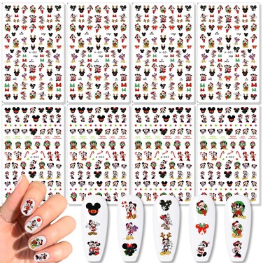 8 Sheets Christmas Nail Stickers 3D Self Adhesive Nail Design Winter Xmas Nail Decals Supply Cute Elk Candy Snowflake Christmas Nail Art Stickers for Women Girls DIY Manicure Christmas Nail Decoration