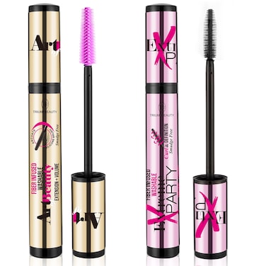 Unclumpable Natural Fiber Washable Mascara - Black Volume &amp; Length, Waterproof, Smudgeproof, Pack of 2 for Bold, Full Lashes, Vegan &amp; Cruelty Free