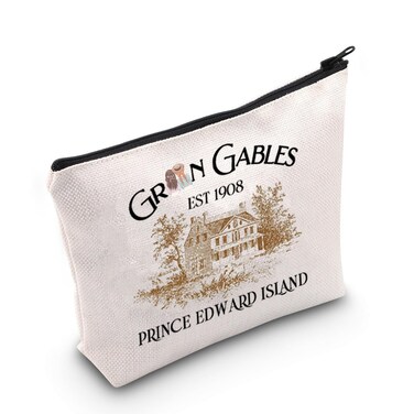 TGBJE Anne Novel Inspired Makeup Bag Anne Book Literary Gifts Green Gables Prince Edward Island Zipper Pouch Anne Green Quote Gift (Gables 1908 bag)