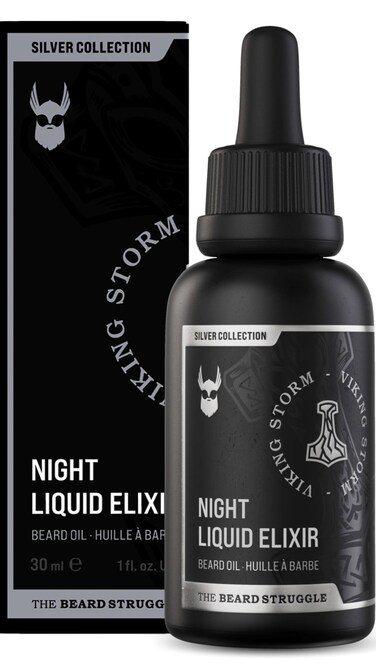 The Beard Struggle - Beard Oil for Men - Natural Blend for Softens, Moisturizing, &amp; Healthier Beard Growth - Viking Storm Night Liquid Silver Elixir - Vegan-Friendly Beard Growth Oil (1 Fl oz)