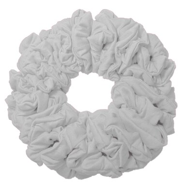 36pc Bulk Poly Cotton Blend Scrunchies by the Color, wholesale scrunchie pack, team color scrunchy hair tie packs (White)