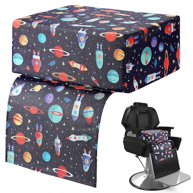 Salon Booster Seat Children Leather Barber Chair Seat Cushion Styling Chair for Kids Child Hair Cutting Beauty Spa Barber Equipment (Navy Blue,Planet)