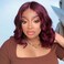 Tinashe 99J Burgundy Bob Wig Human Hair 5&times;6 Frontal Lace Wig Human Hair Glueless Pre Plucked with Baby Hair Loose Body Bob Wigs for Black Women 180% Density Pre Cut Lace Pre Bleached Knots-12 inch