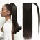 Tinashe Ponytail Human Hair Extensions Clip In Ponytail Hair Extension Real Human Hair Long Straight Wrap Around Ponytail Hair Piece Natural Black Remy Pony Tails Extension (16inch, #1B)