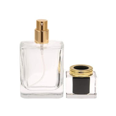 Glass Empty Refillable Replacement Glass Perfume Bottle,Transparent Dropper, Square Cologne Atomizer, 50ml Portable Perfume Atomizer Refillable ContainersBags-Cases