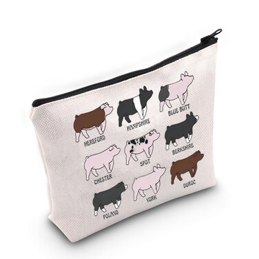 TOBGBE Funny Pig Idea Cosmetic Bag Pig Breed Inspired Zipper Pouch Pig Gifts for Pig Lovers Animal Lovers Gift Breeder Gift (Pig Show)