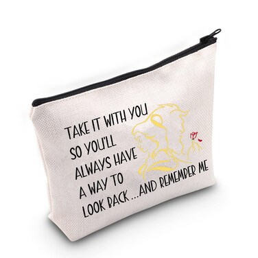TOBGBE Beauty and the Beast Makeup Bag Beauty and the Beast Quotes Gift Beauty and the Beast Cosmetic Bag (remember me)