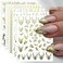 Gold Nail Art Stickers 3D Self-Adhesive Nail Decals Golden Line Flower Leaf Star Flame Nail Stickers for Metal Design Acrylic Nails Art Supplies for Women Manicure Decorations 9 Sheet