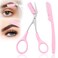 Tokusatsu Eyebrow Trimmer Scissors Razor Set, Brow Scissors with Precision Comb Folding Brow Scraper, Professional Eyebrow &amp; Eyelash Grooming Tools for Women &amp; Men, Pink