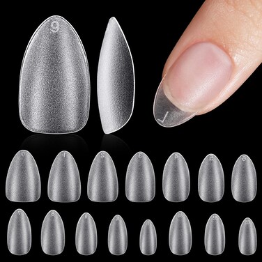 TOMICCA Almond Nail Tips - Short Soft Gel Nail Tips, Full Coverage Almond Shape Nail Tips, Nail Extension Tips for Acrylic Nails Professional