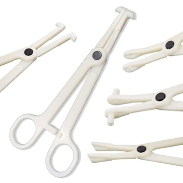 16Pcs Piercing Clamps Kit - 4 Types of Septum Clamps, Disposable Plastic Forceps for Ear, Nose, Nipple, Tongue Piercing