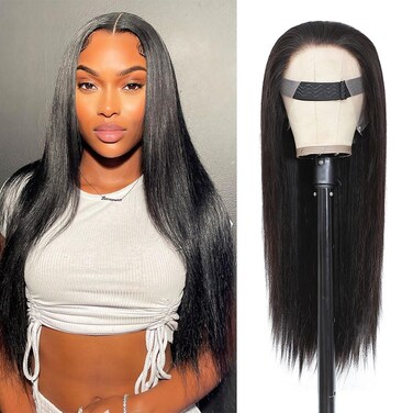 250% Density Straight HD Lace Front Wigs Human Hair Pre Plucked Bleached Knots 13x4 Transparent Lace Frontal Wig with Baby Hair 100% Virgin Human Hair Wigs for Women (Natural Color,18 inch)