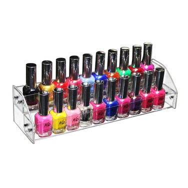 2 Tier Nail Polish Rack, Acrylic Nail Polish Display Stand Holder, Art Supplies Storage Rack for Essential Oils, Transparent Nail Polish Tabletop Holder for Makeup Salons Dresser(Acrylic)