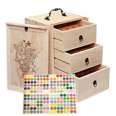 TORIBIO Essential Oils Box for 60 Bottles, Wooden Essential Oils Storage Organizer Holds 5 10 15 20 30 ml for Young Living &amp; Doterra Bottles