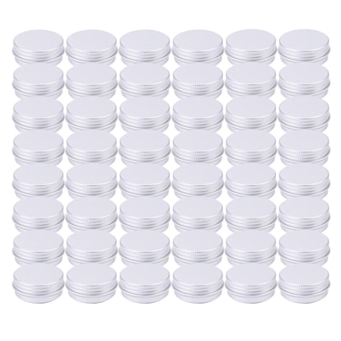 Tosnail 48 Pack Mini Round Aluminum Tins, 0.5 OZ 15 ML Lip Balm Container with Screw Thread Lid, Empty Spice &amp; Travel Tin Storage Jars