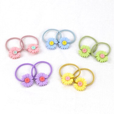 Elastics Hair Ties Small Daisy Hair Band Soft Rubber Bands Ponytail Holder Colorful Flower Hair Ropes No Damage Hair Accessories for Toddler Baby Girls Women 10Pcs