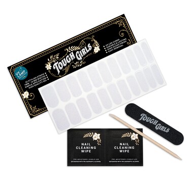 TOUGH GIRLS   22 Premium Semi-Cured Gel Nail Polish Strips w/Application Accessories (Clear &amp; Glitter)