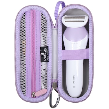 Hard Storage Case for Philips Beauty Shaver,Travel Case for Lady Electric Shaver Series 6000 (Only Case) (PU, White + Purple)