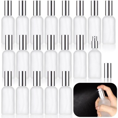 20 Pcs 100 ml/3.4 oz Frosted Glass Spray Bottles, Empty Perfume Atomizer, Reusable Cosmetic Small Glass Container, Refillable Spray Mister
