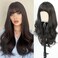 TRUMOSTLong Black Body Wave Wig for Women Synthetic Dark Color Wig with Bangs, Heat Resistant Natural Looking Wave Glueless Wig for Girls Daily Party Costume 26 inch