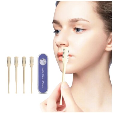 2-in-1 Nasal Hair Cutter for Women,4pcs Double Sided Nasal Hair Cutter,Nostril Hair Remover Tool, 360&deg; Rotating Nose Hair Trimmer with Ear Digger for Men and Women Manual Nose Hair Trimmer