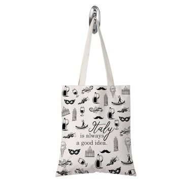 Italy Travel Gift Bag - Is Always A Good Idea - Zipper Pouch Makeup Bag (White Tote)