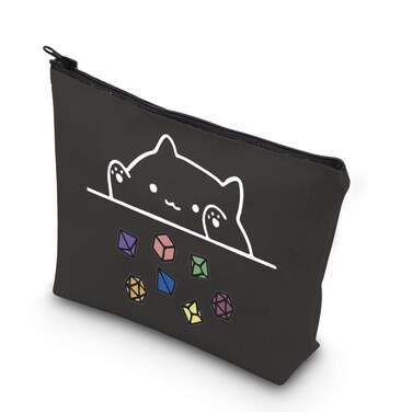 TSOTMO Cat Throwing Dice DnD Dungeon Master Bag of Holding Zipper Pouch Gamer Dice Bag (Dragons Card)