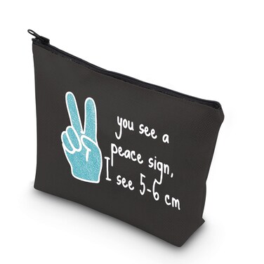 TSOTMO Novelty Labor &amp; Delivery Nurse Gift You See A Peace Sign I See 5-6 cm OBGYN Zipper Pouch Makeup Bag (BLK-Peace Sign)
