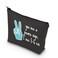 TSOTMO Novelty Labor &amp; Delivery Nurse Gift You See A Peace Sign I See 5-6 cm OBGYN Zipper Pouch Makeup Bag (BLK-Peace Sign)