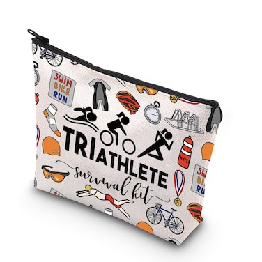 Triathlon Gift Triathlete Survival Kit Gift For Female Male Triathlete Themed Zipper Bag Gift (TRIATHLETE)