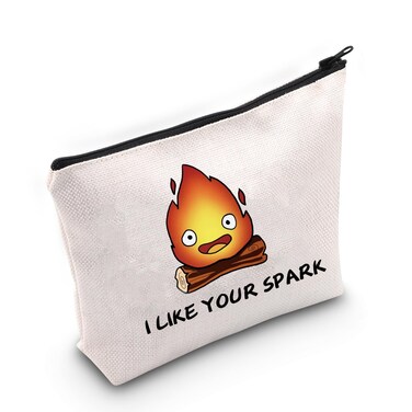 TSOTMO Calcifer Makeup Bag Anime Calcifer Gift Japanese Anime Inspired Gift For Anime Lovers Anime Fire Gift (SPARK)