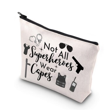 TSOTMO Police Officer Gift: Not All Superheroes Wear Capes Police Woman Appreciation Zipper Pouch Makeup Bag