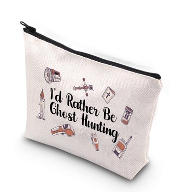 TSOTMO Paranormal Investigator Ghost Lover Merch I&rsquo;d Rather Be Ghost Hunting Zipper Pouch Makeup Bag (Ghost Hunting)