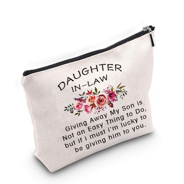 TSOTMO Daughter in Law Gift Wedding Gift Cosmetic Bag Bride Bridal Gift Giving Away My Son is Not an Easy Thing to Do,but if i must i'm lucky to be giving him to you Makeup Bag (My Son)
