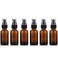 6PCS 30ml/1oz Amber Glass Lotion Pump Bottles Empty Refillable Cosmetic Makeup Travel Size Pump Dispenser Container Jars for Lotion Cream Essential Oils Toiletries