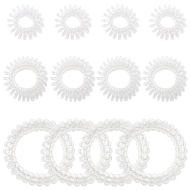 12 Pcs Spiral Hair Ties Clear Scrunchies Hair Accessories for Women Hair Ties No Damaged Rubber Bands for Hair Ponytail Holders Spiral Hair Ties 3 Sizes