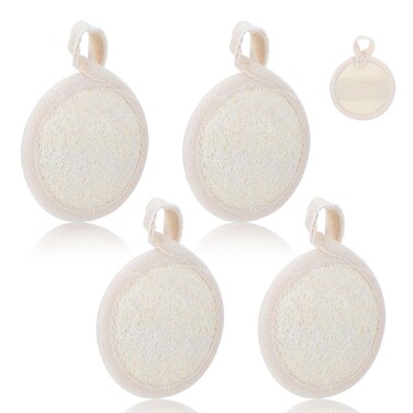 4 Pcs Natural Loofah Sponge Facial Scrub Pads Exfoliating Pads for Face Exfoliating Loofah Pads Scrubbers Facial Sponge Loofah for Women Men Bath Shower, Face That Gets You Clean