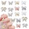 16Pcs Butterfly Nail Charms 3D Shine Butterfly Nail Art Rhinestones for Acrylic Nails Gold Silver Butterflies Nail Gem With Cat Eye Rhinestones Design Nail Jewels for Women Manicure Crafts Decorations