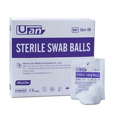 60 Balls Sterile Gauze Balls Gauze Sponge Cotton Balls Gauze Swab Sterile (M) (3balls/Pack)